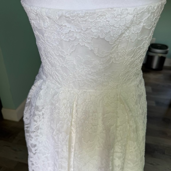 NWT Express Bridal Lace Strapless Sweetheart Dress Midi Tea Length White Size 4 - Picture 4 of 12